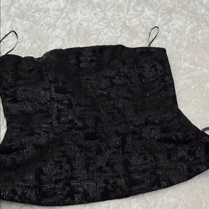 H&M Black Textured Strapless Bustier Top